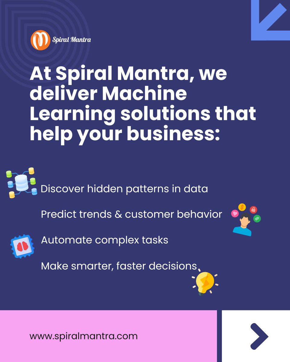 spiral_mantra's tweet image. #MachinLearning that means business!
From smart predictions to powerful #automation, @spiral_mantra builds #MLsolutions that work for you.
📞 Let’s turn your data into impact:
🌐 spiralmantra.com | 📱 +91 8920750916 | ✉️ sales@spiralmantra.com
#SpiralMantra #AIAnalytics