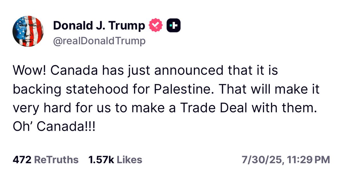 President Trump once again rejects recognizing statehood for “Palestine”. 

Thank you President Trump for keeping the sanity. 

This is what moral clarity looks like.