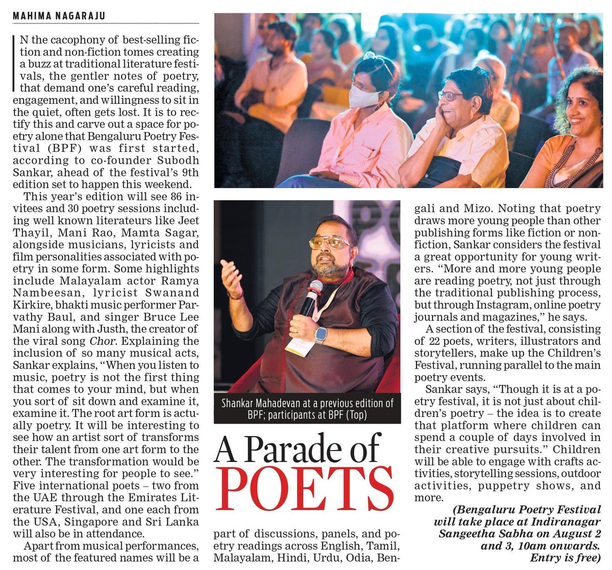 TNIE Karnataka (@xpressbengaluru) on Twitter photo #BengaluruPoetryFestival's new edition will feature 86 invitees and 30 poetry sessions
✍️ <a href="/MahimaNagaraju/">Mahima Nagaraju</a> #BengaluruPoetryFestival's new edition will feature 86 invitees and 30 poetry sessions
✍️ <a href="/MahimaNagaraju/">Mahima Nagaraju</a>