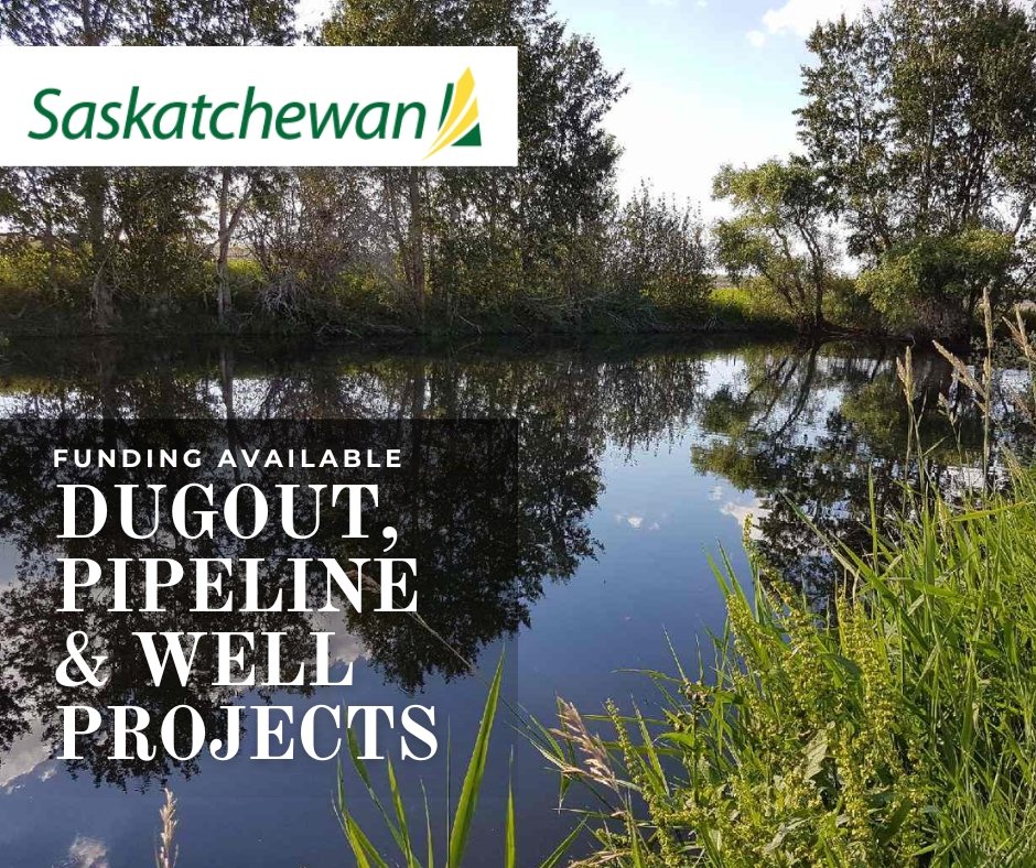 Funding Available: Dugout, Pipeline &amp; Well Projects!
  
SK producers can get up to 50% back (max $75,000) on water infrastructure through the FRWIP.  

Eligible projects include dugouts, pipelines, new wells, pumps, tanks, fencing &amp; more. 

🔗 Learn more: saskatchewan.ca/FRWIP-dugout-p…