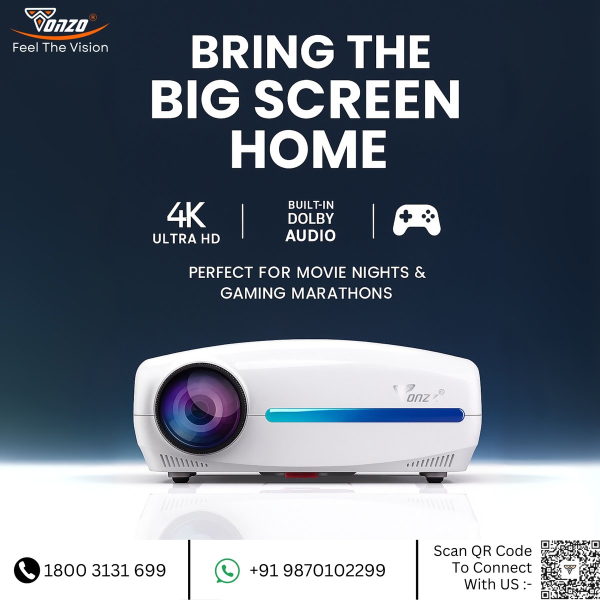 tonzoindia's tweet image. 🎥 Bring the Big Screen Home with Tonzo!
Experience 4K Ultra HD clarity and Built-in Dolby Audio – perfect for your movie nights and gaming marathons! 🎮🍿
Why go to the theatre when the theatre can come to you?

#TonzoProjector #HomeTheaterExperience #4KUltraHD #DolbyAudio