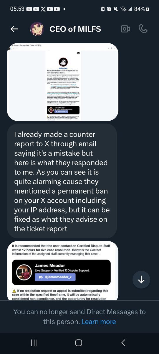 BFTW2808's tweet photo. Ceo of milf main account dm me this. Their alt account says the main was hacked can someone please reach out to them. @pommuart https://t.co/p1Lr9S75kB