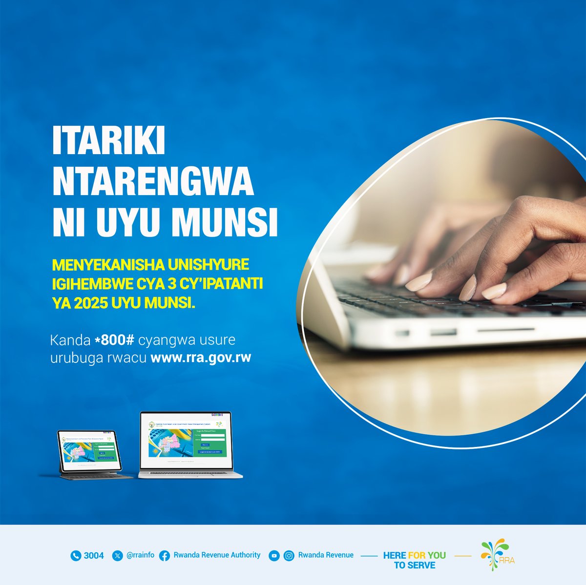 rrainfo's tweet photo. Itariki ntarengwa ni uyu munsi! Menyekanisha unishyure igihembwe cya 3 cy'umusoro w' ipatanti ya 2025 bitarenze uyu munsi.
------------------------------
Today is the deadline! Declare and pay the 2025 trading license quarter 3 by today. https://t.co/Gdw42tBFST
