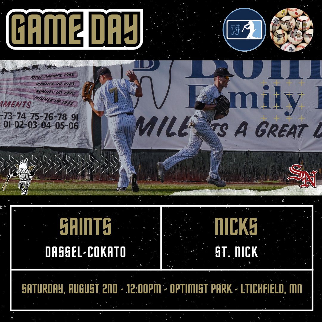 Dassel-Cokato Saints (@dcsaints) on Twitter photo Game Day!
🆚 <a href="/StNickNicks/">St. Nick Nicks</a>
🏟️Optimist Park
📍 Litchfield, MN
⏰ 12:00pm
It's time. We kick off #Region6C play today at noon at "The Beaut". Come on out and cheer on your #DCSaints!
#WhyNot🤷 Game Day!
🆚 <a href="/StNickNicks/">St. Nick Nicks</a>
🏟️Optimist Park
📍 Litchfield, MN
⏰ 12:00pm
It's time. We kick off #Region6C play today at noon at "The Beaut". Come on out and cheer on your #DCSaints!
#WhyNot🤷