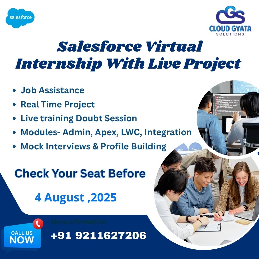 Cloud Gyata Solutions (@cloudgyata) on Twitter photo ๐ ๐๐ฟ๐ฒ ๐๐ผ๐ ๐ฎ ๐ฆ๐๐๐ฑ๐ฒ๐ป๐ ๐ผ๐ฟ ๐๐ฟ๐ฒ๐๐ต๐ฒ๐ฟ ๐น๐ผ๐ผ๐ธ๐ถ๐ป๐ด ๐๐ผ ๐๐ฎ๐ถ๐ป ๐ฅ๐ฒ๐ฎ๐น-๐ช๐ผ๐ฟ๐น๐ฑ <a href="/salesforce/">Salesforce</a> ?
Donโt miss our @salesforc Virtual Internship with Live Projects โ enroll before 4th August 2025! ๐ ๐๐ฟ๐ฒ ๐๐ผ๐ ๐ฎ ๐ฆ๐๐๐ฑ๐ฒ๐ป๐ ๐ผ๐ฟ ๐๐ฟ๐ฒ๐๐ต๐ฒ๐ฟ ๐น๐ผ๐ผ๐ธ๐ถ๐ป๐ด ๐๐ผ ๐๐ฎ๐ถ๐ป ๐ฅ๐ฒ๐ฎ๐น-๐ช๐ผ๐ฟ๐น๐ฑ <a href="/salesforce/">Salesforce</a> ?
Donโt miss our @salesforc Virtual Internship with Live Projects โ enroll before 4th August 2025!