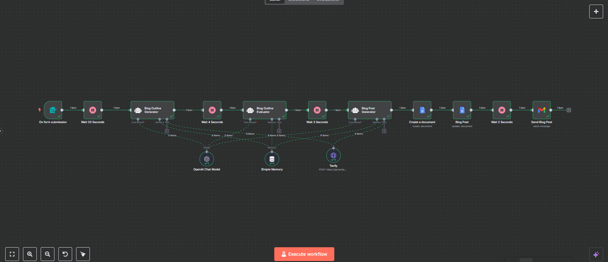 LuxeAutomations's tweet image. Here’s a workflow that auto-generates blog posts using AI built entirely in @n8n_io with zero coding.
Watch the full set up video here: 👉 youtu.be/3DKTYygB4EY
#AIBlogWriter #BlogGenerator #Automation #BloggingTools #ContentCreation #n8nTutorial #AIAutomation #Blog #N8N #AI
