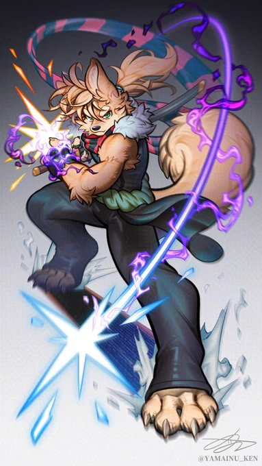 July #2025YAMAINUcommission ! His quick sword-drawing technique kicks the enemy away in an instant!