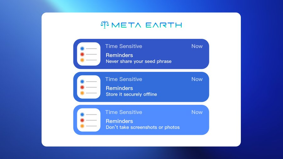MetaEarth_ID's tweet image. 🌍 HP kamu biasa ngingetin buat update aplikasi, cek email, atau isi baterai.

Tapi ada satu pengingat penting yang nggak pernah muncul padahal kamu bakal nyesel kalau lupa. ⏰

Aset MetaEarth = masa depan kamu
📴Jangan cuekin
🔐Amankan wallet-mu
🚫Jangan pernah bagiin password
