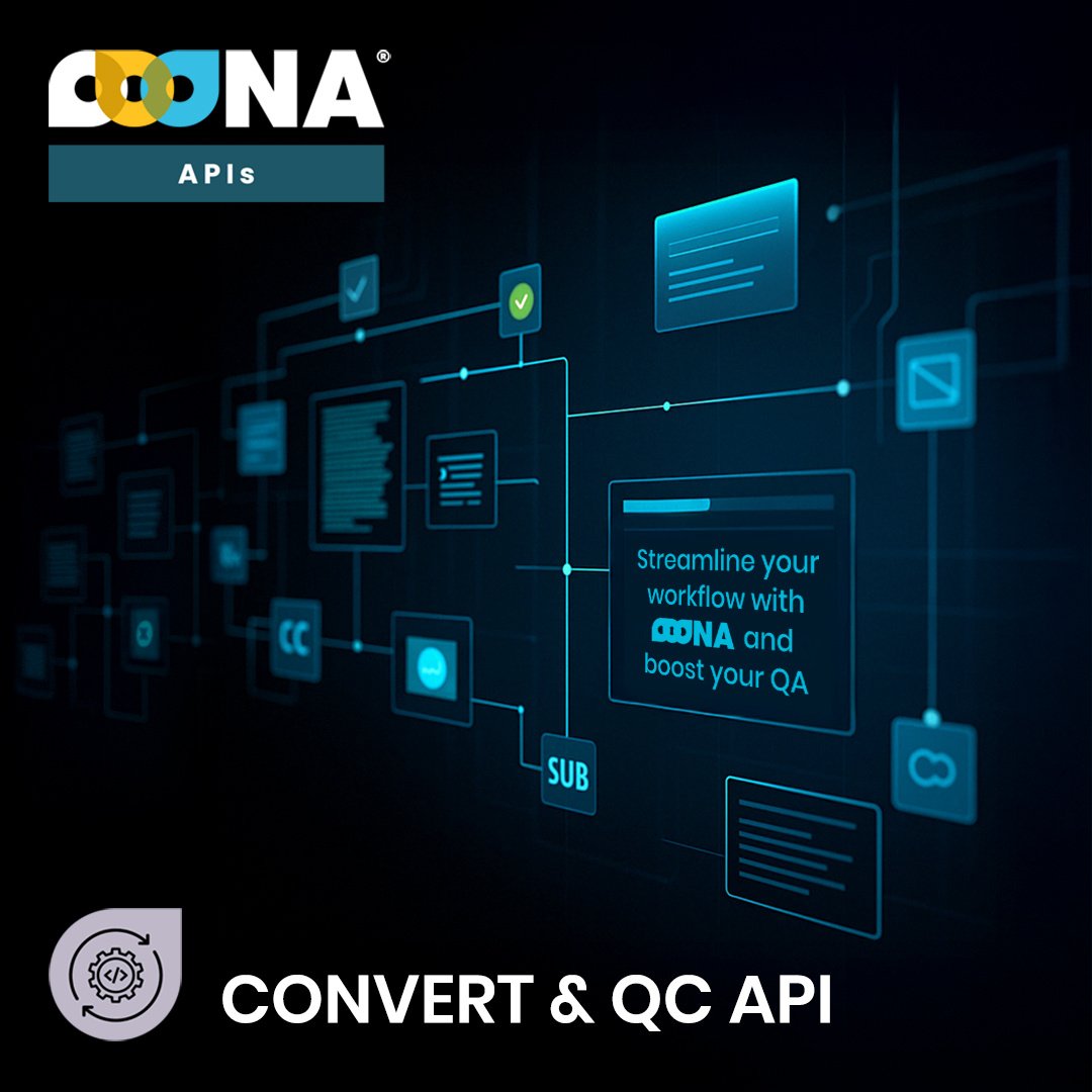 OOONA (@ooona13) on Twitter photo π£  OOONA Convert & QC API! π
Say hello to a faster, smarter way to handle caption and subtitle files.
π go.ooona.net/3HbXVQ3
 #OOONAapi #MediaLocalization #Captioning #Subtitling #Automation #QualityControl #FileConversion #API π£  OOONA Convert & QC API! π
Say hello to a faster, smarter way to handle caption and subtitle files.
π go.ooona.net/3HbXVQ3
 #OOONAapi #MediaLocalization #Captioning #Subtitling #Automation #QualityControl #FileConversion #API
