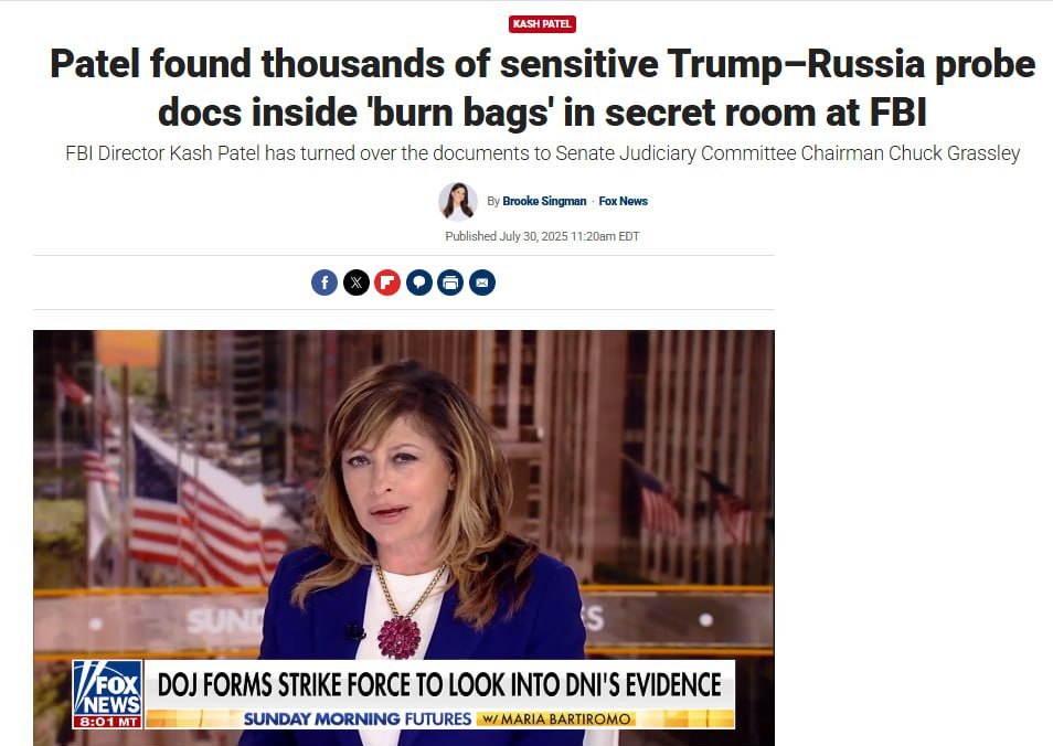FBI Director Found Secret Documents on Trump’s Ties with Russia. They Were Supposed to Be Destroyed.

Cache Patel discovered a hidden room with "burn bags" at the FBI headquarters in Washington. The bags contained thousands of secret documents.

Among them were materials related