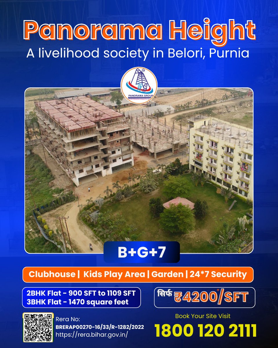 groupofpanorama's tweet photo. Looking to buy a flat in #Purnia?
🏢 Panorama Height by PanoramaGroup offers 2 &amp; 3 BHK flats at just ₹4200/Sq.Ft!
✅ RERA Approved
✅ Secure Gated Community
✅ Prime Location
📞 Book Now: 18000 120 2111
🌐 https://t.co/usZOAIzWly
#PurniaProperty #BuyFlat #RealEstate #BiharHomes https://t.co/6CYe18MZc8