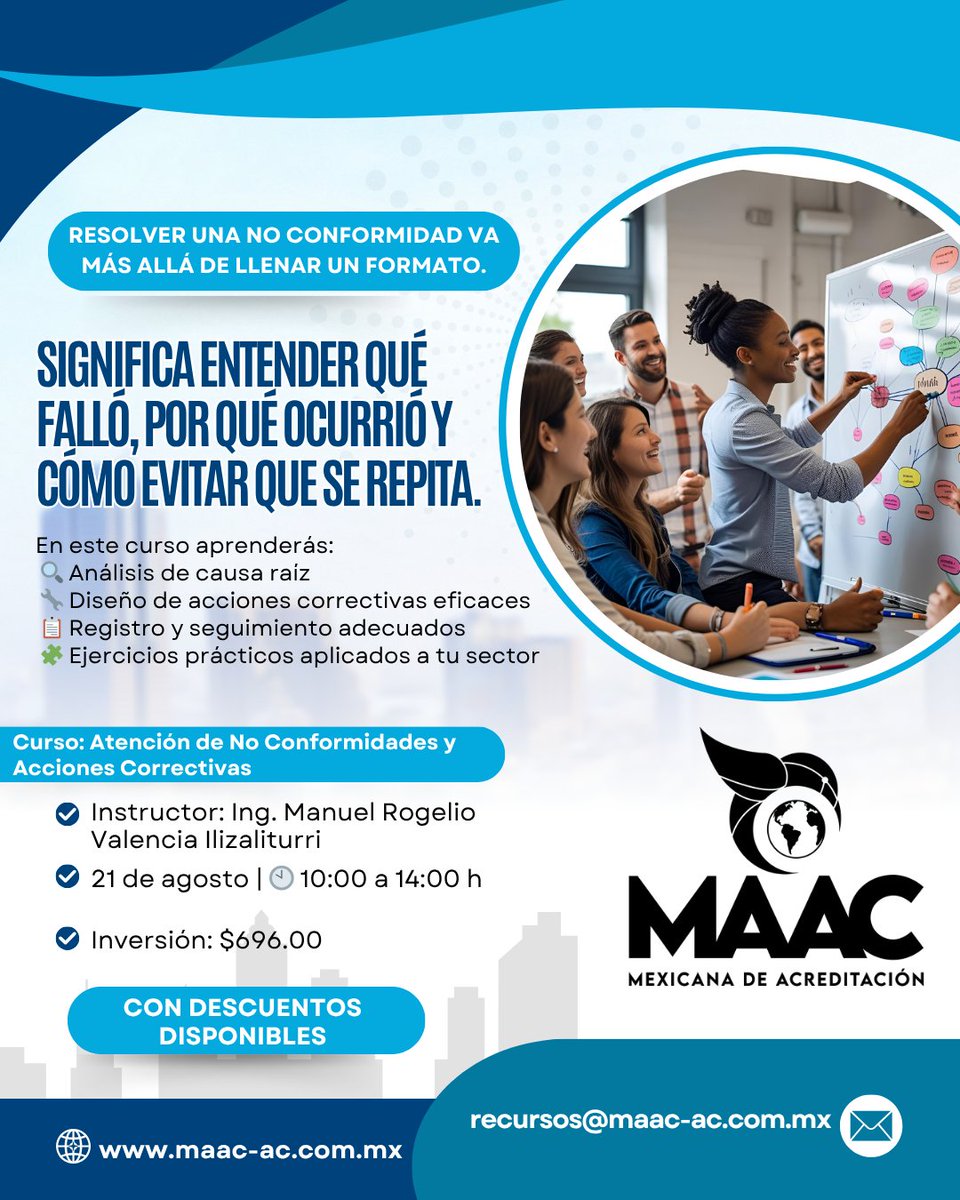 🧠 Resolver una no conformidad va más allá de llenar un formato.

Significa entender qué falló, por qué ocurrió y cómo evitar que se repita.

#ErroresComunes #Acreditación #NormasISO #MAAC #CapacitaciónISO #CapacitaciónProfesional #auditor