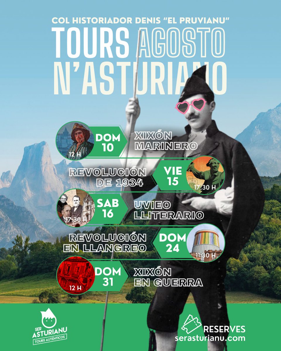 🔴 RUTES N'ASTURIANO N'#AGOSTO
➡️ Col historiador Denis "<a href="/elpruvianu/">Denis</a>" 😉

¡El meyor plan pa esfrutar del #verano n'#Asturies de la forma más auténtica! Na web podrás consultar info, feches y facer la to reserva 👇

📲 RESERVES:
🌐 serasturianu.com