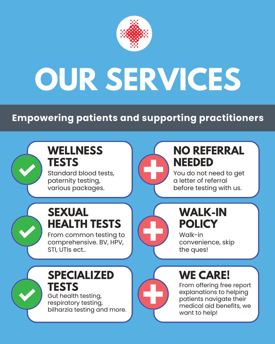 epicentre_za's tweet image. About our Epicentre Walk-In Labs 🩵 

Swipe to learn more ➡️ 

#epicentre #walkinlab #posts #health #wellness #trends #fy #fyp #explore #explorepage #carousel #joburg #durban #capetown #viral #trending