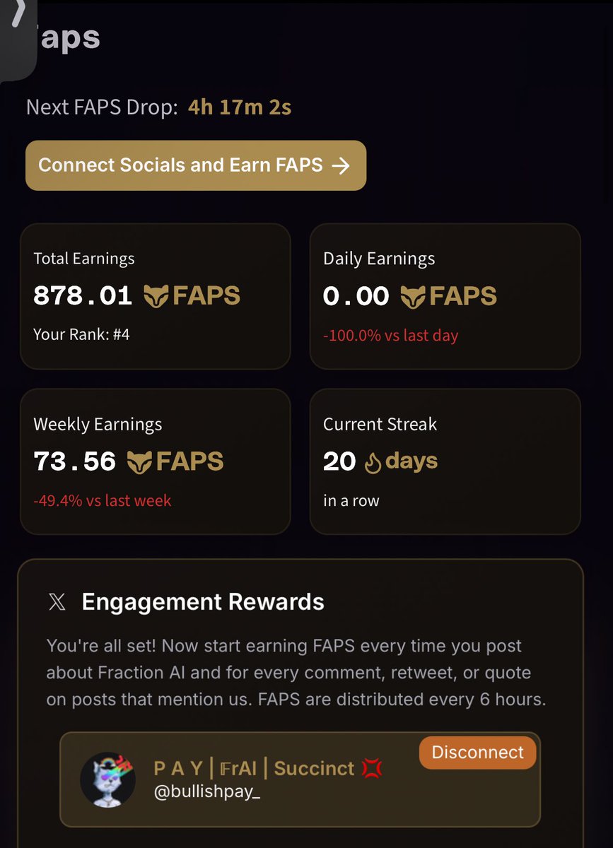 Day 20 — Still Grinding 💪
+878 FAPS
🏆 Currently at Rank #4

Still here for the FAPS?
Drop a comment and let’s keep pushing 📈