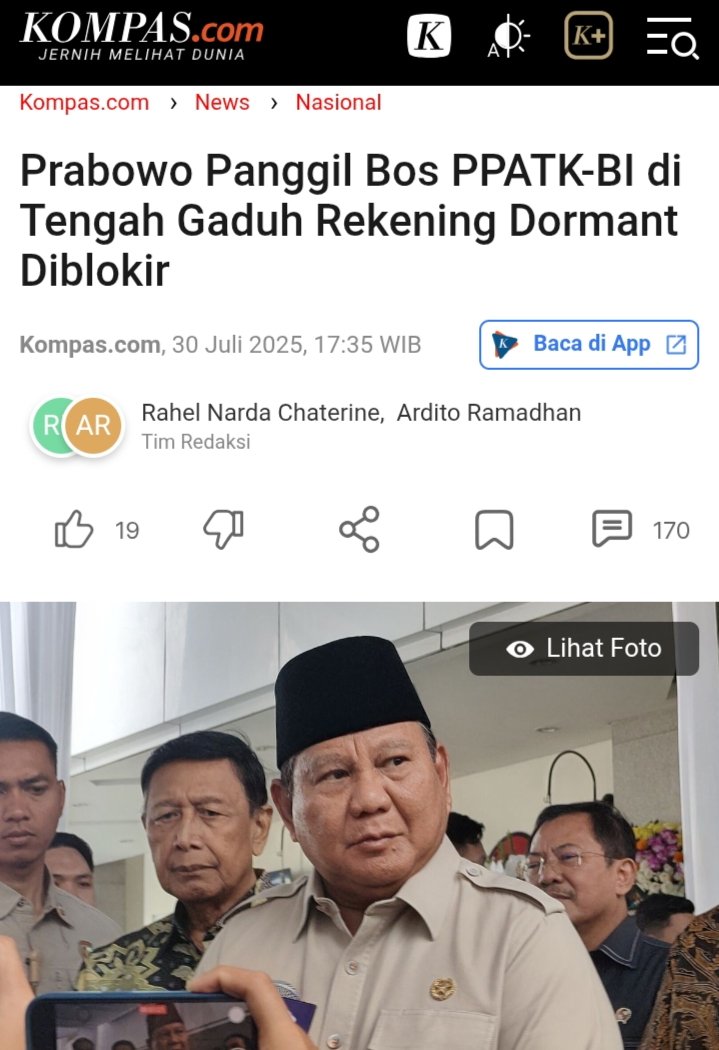 ๐ฒ๐จ B. Prasetya ๐ฒ๐จ (@bangsaygsujud) on Twitter photo Di tengah Gaduh Pemblokiran Rek, kemarin 30/7/25, Presiden <a href="/prabowo/">Prabowo Subianto</a> memanggilย Kepala PPATK, Ivan Yustiavandana dan Gubernur BI Perry Warjiyo di Kompleks Istana Kepresidenan
Yg jelas pagi ini cuaca cerah udara segar Di tengah Gaduh Pemblokiran Rek, kemarin 30/7/25, Presiden <a href="/prabowo/">Prabowo Subianto</a> memanggilย Kepala PPATK, Ivan Yustiavandana dan Gubernur BI Perry Warjiyo di Kompleks Istana Kepresidenan
Yg jelas pagi ini cuaca cerah udara segar