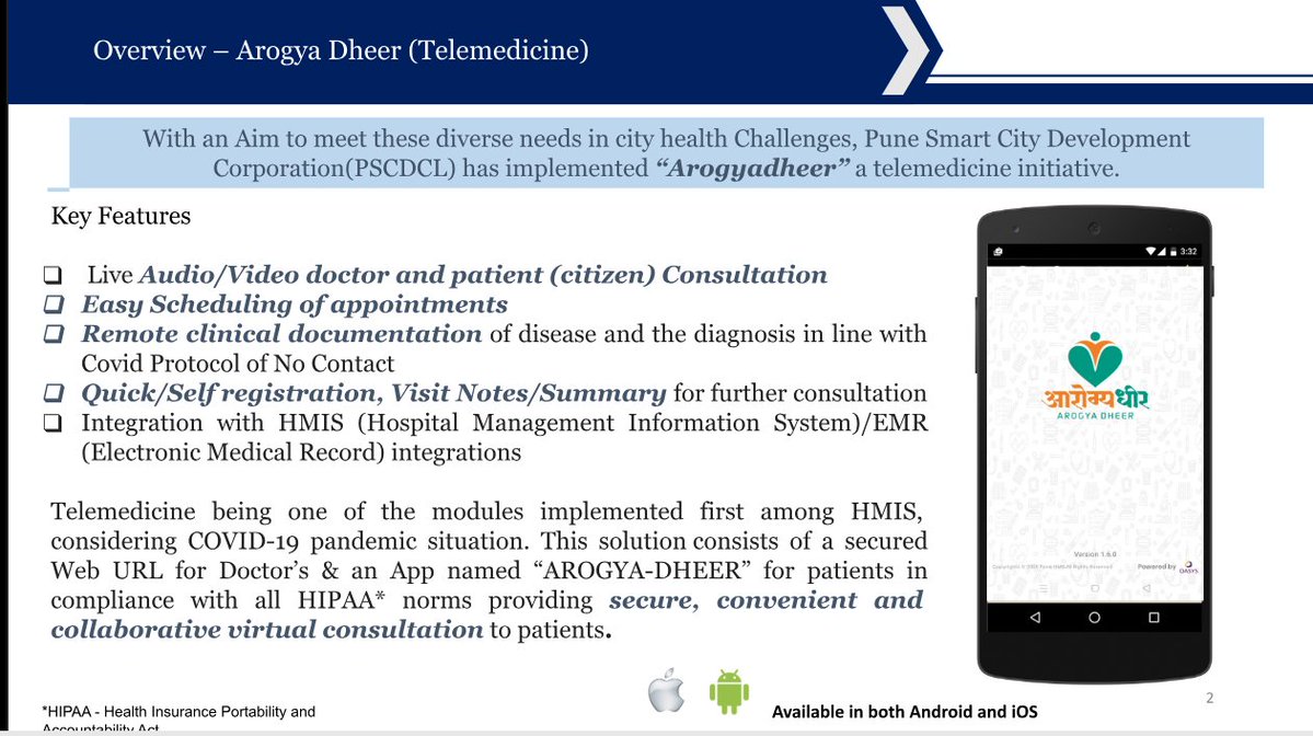 #SmartCityScam #Pune continued....this time, Entire Money Down the Drain.

In the name of Smart City, PMC once launched a mobile app under the Aarogya Dheer initiative to provide telemedicine services to Punekars.

The app was listed on both iOS and Play Store according to them