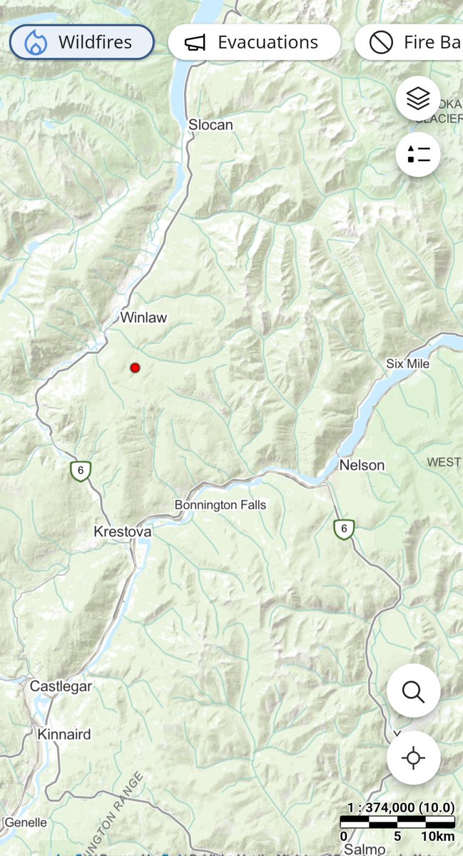 Kamscan's tweet image. New #bcfire north west of #NelsonBC
