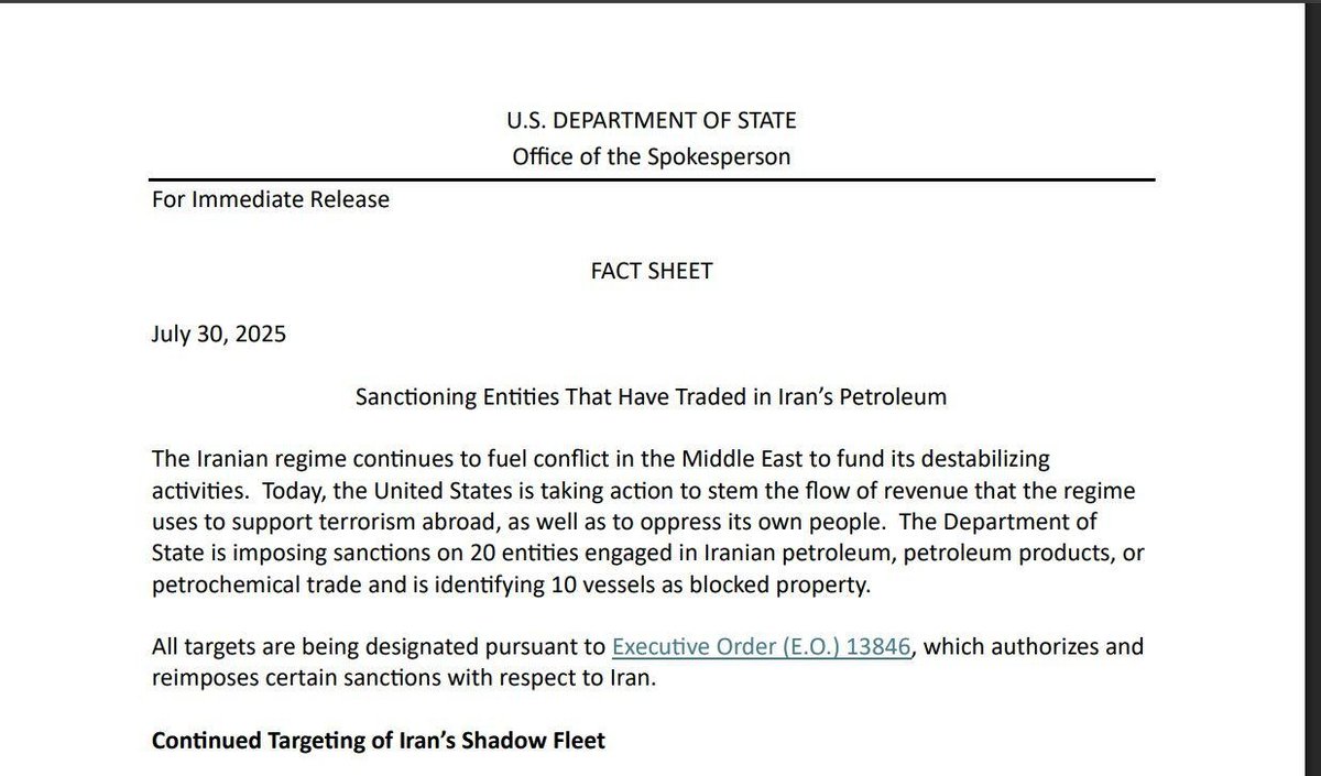 US sanctions 20 entities—including Indian firms like Alchemical Solutions &amp; Jupiter Dye Chem—for trading Iranian petroleum &amp; petrochemicals, blocking 10 vessels. Reports suggest 7 total Indian companies hit, amid concurrent Treasury action on Iran-linked networks