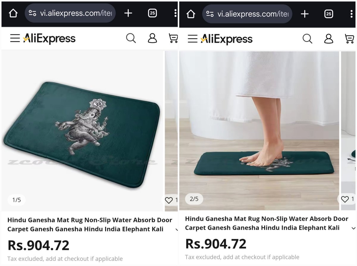 Anshul Saxena (@askanshul) on Twitter photo Hello <a href="/AliExpress_EN/">AliExpress</a>
Now there is yet another doormat featuring Lord Ganesh on your portal. Take this down as well.
Stop selling doormats featuring Hindu Gods and Goddesses. This is blatant disrespect, and it shows how low AliExpress will go just to make a sale. Get it off now. Hello <a href="/AliExpress_EN/">AliExpress</a>
Now there is yet another doormat featuring Lord Ganesh on your portal. Take this down as well.
Stop selling doormats featuring Hindu Gods and Goddesses. This is blatant disrespect, and it shows how low AliExpress will go just to make a sale. Get it off now.