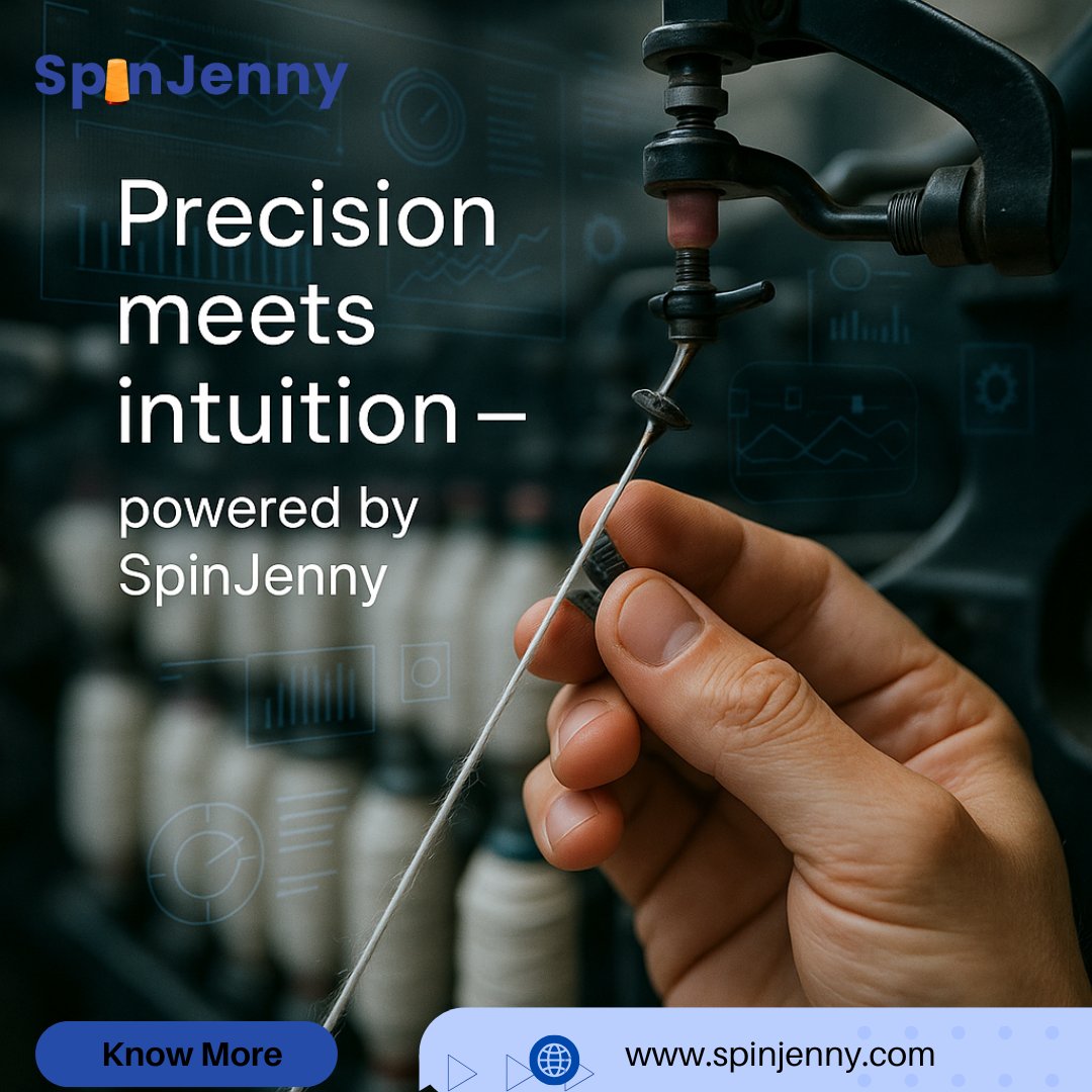TextileERP's tweet image. At SpinJenny, we believe in empowering traditional spinning operations with cutting-edge digital insights. 
spinjenny.com
#SmartManufacturing #Spinjenny #SpinningInnovation
#TextileTech #HumanInTech #Industry40 #PrecisionEngineering #DigitalSpinning #SmartWeaving
