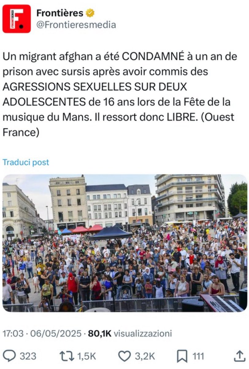Un homme vole et brûle un Coran : il prend 12 mois de prison ferme.

Un clandestin afghan agresse sexuellement 2 adolescentes lors de la fête de la musique au Mans : il prend 12 mois avec sursis et ressort libre.

En France, mieux vaut être un bouquin qu’une victime.