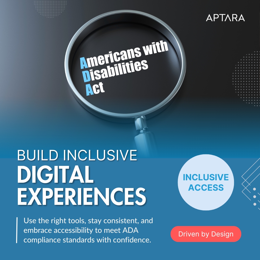 Aptara's tweet photo. #ADACompliance helps teams go beyond compliance and build experiences that truly include everyone. 

Make accessibility a core part of your digital strategy. 
#Aptara #InclusiveDesign #DigitalInclusion #AccessibilityFirst #LearningAccessibility https://t.co/IOUGW5W0XI