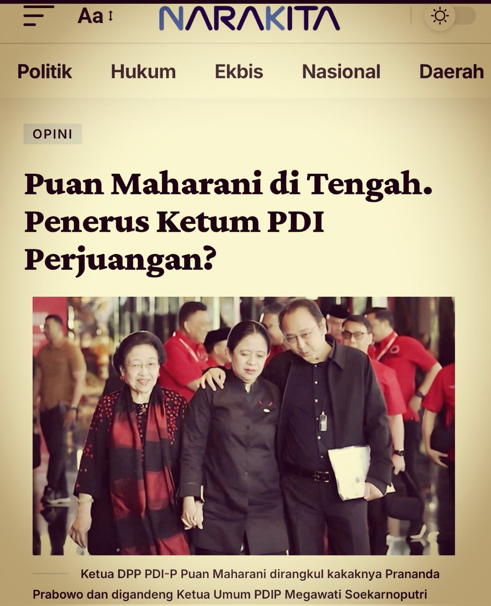 Puan Maharani di Tengah, Penerus Ketum PDI Perjuangan?

Digandeng ibu Megawati, dirangkul mas Prananda Prabowo, apakah maknanya seperti ini?

Gestur menggandeng tangan Megawati adalah simbol keberlanjutan. Puan tidak berjalan sendiri, ia masih “menyambung tangan” dengan sang ibu,