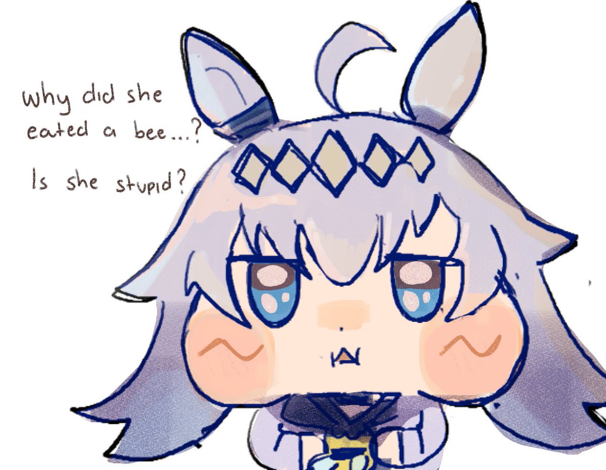 she looks like that image of the dog that swallowed a bee #umamusume