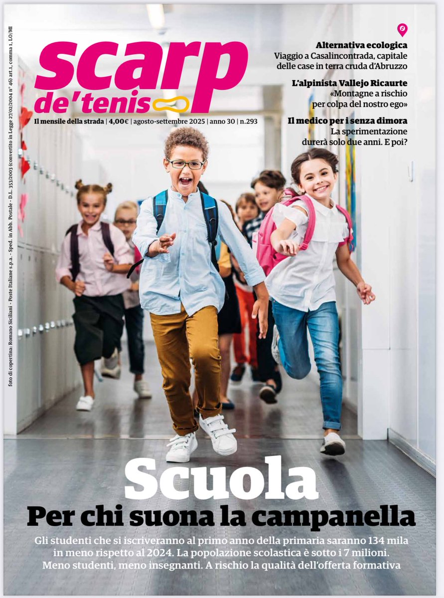 Stefano Lampertico (@stefanolamp) on Twitter photo Ecco <a href="/scarpdetenis/">Scarp de' tenis</a> di #agosto/#settenbre. Per chi suona la campanella. Calò demografico e scuola in crisi.
Meno alunni, meno insegnanti, qualità a rischio.
E poi: case ecologiche, montagne a rischio, medici per i senza dimora. Da oggi qui shop.scarpdetenis.it
e in strada. Ecco <a href="/scarpdetenis/">Scarp de' tenis</a> di #agosto/#settenbre. Per chi suona la campanella. Calò demografico e scuola in crisi.
Meno alunni, meno insegnanti, qualità a rischio.
E poi: case ecologiche, montagne a rischio, medici per i senza dimora. Da oggi qui shop.scarpdetenis.it
e in strada.