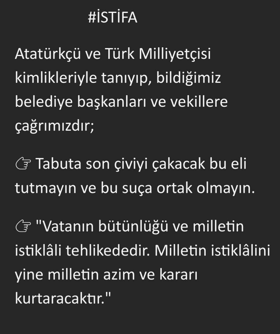 #istifa
<a href="/mansuryavas06/">Mansur Yavaş</a> <a href="/tanjuozcanchp/">Tanju ÖZCAN</a> <a href="/burcukoksal03/">BURCU KÖKSAL</a>