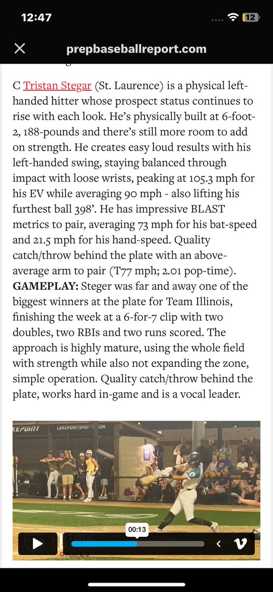Thank you for the write up!

<a href="/PrepBaseballIL/">Prep Baseball Illinois</a> <a href="/DrewLocascio/">Drew Locascio</a> <a href="/PeterHamot13/">Pete Hamot</a>
