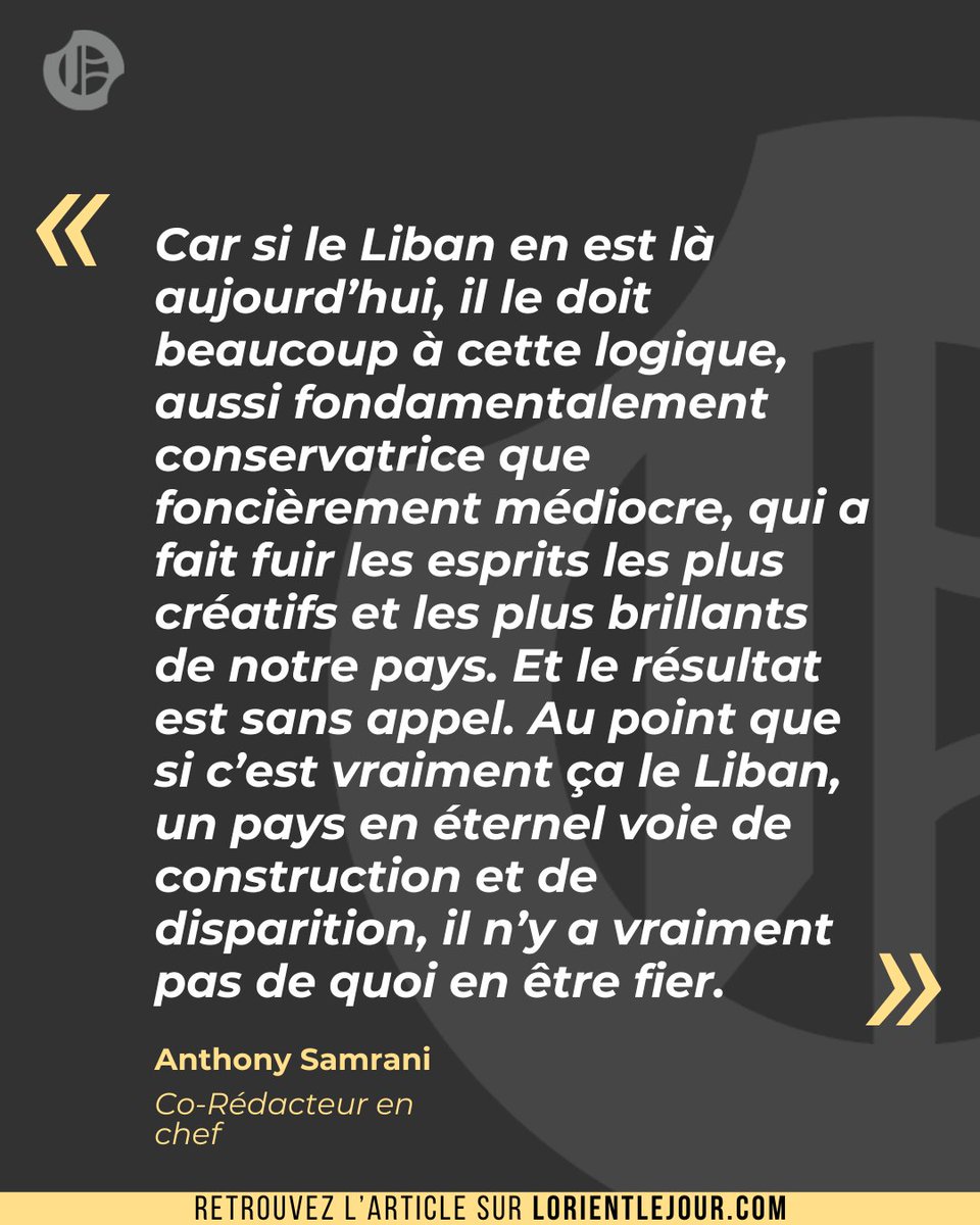 ✍️ #Édito | « C’est ça le Liban »... vraiment ?

Par <a href="/AnthonySamrani/">Anthony Samrani</a> à lire ici : olj.me/1471694