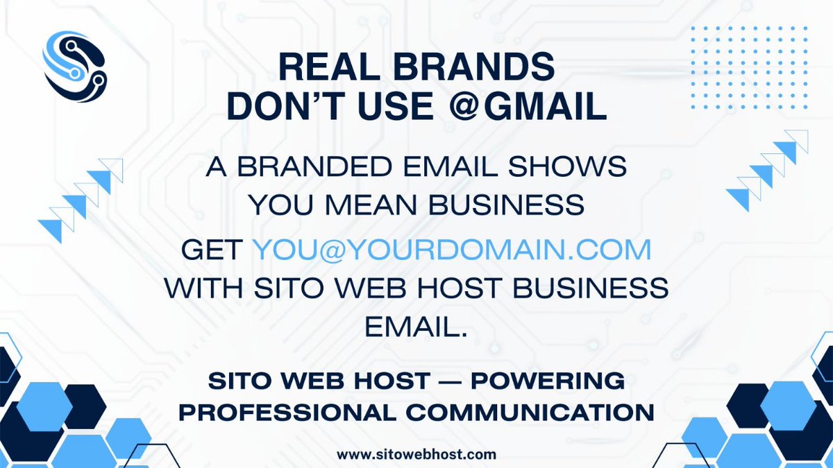 sparksailspk's tweet image. Still using @gmail for business?
That’s not branding — that’s basic.

Get you@yourdomain.com with Sito Web Host
sitowebhost.com | WhatsApp: +92 330 6897500
#ProfessionalEmail #SitoWebHost #DigitalBranding