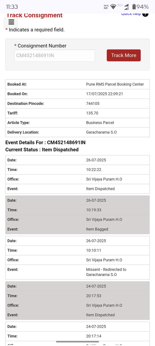 Sujit4u52's tweet photo. @IndiaPostOffice Kindly deliver my parcel to my nearest post office it's stuck on the same place from last 10 days. https://t.co/PIpaY8Jeu6