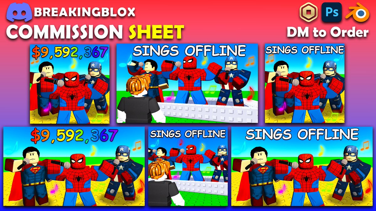 Thumbnail I did as a commission for  
‘[🦸] My Singing Heroes’

Need a thumbnail done? 

📩DM and order today!  
🤠Breakingblox on Discord!  
#ROBLOX #RobloxDevs #RobloxDev #RobloxArt #RobloxGFX