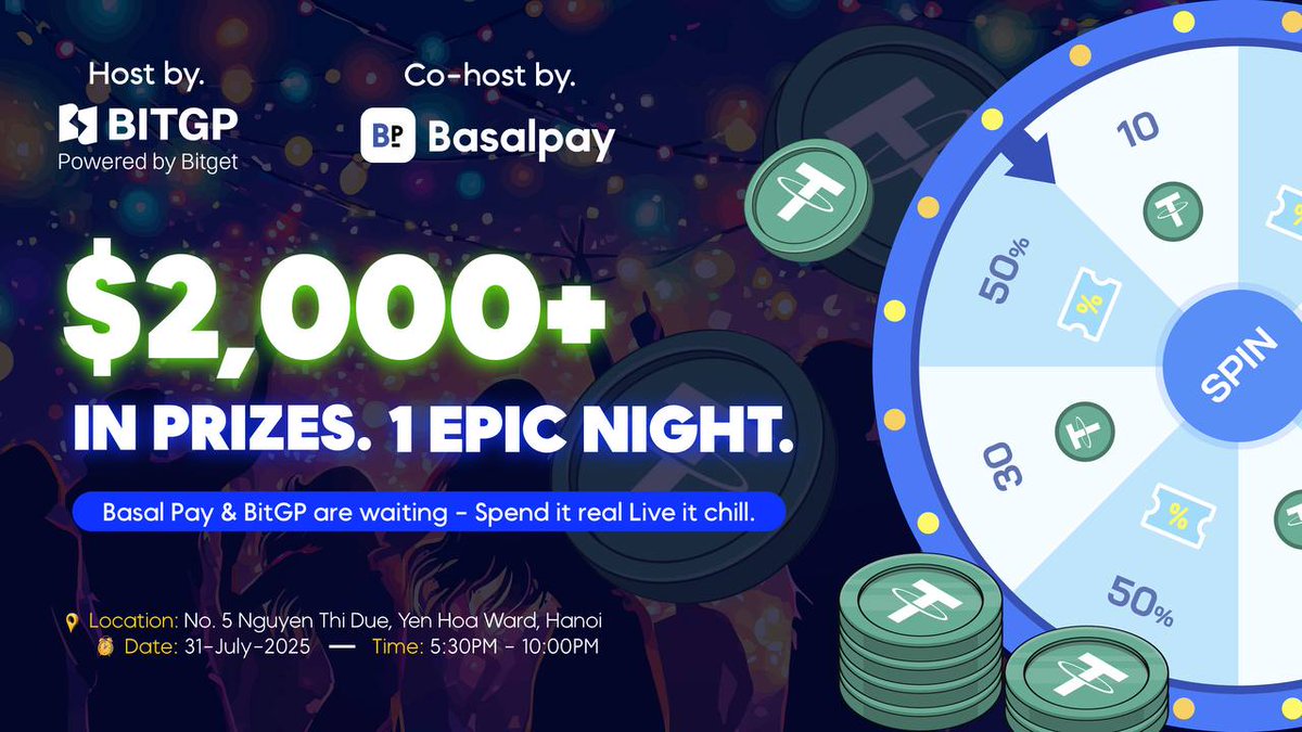 Basal Pay’s dropping $2,000+ in rewards tonight! 

It’s not just a party — it’s your chance to win big.
At “Spend it real – Live it chill” with BitGP, we’re unlocking:

💸 Over $2,000 in total rewards across all activities
🎮 Game stations with real rewards
🎁 Secret giveaways