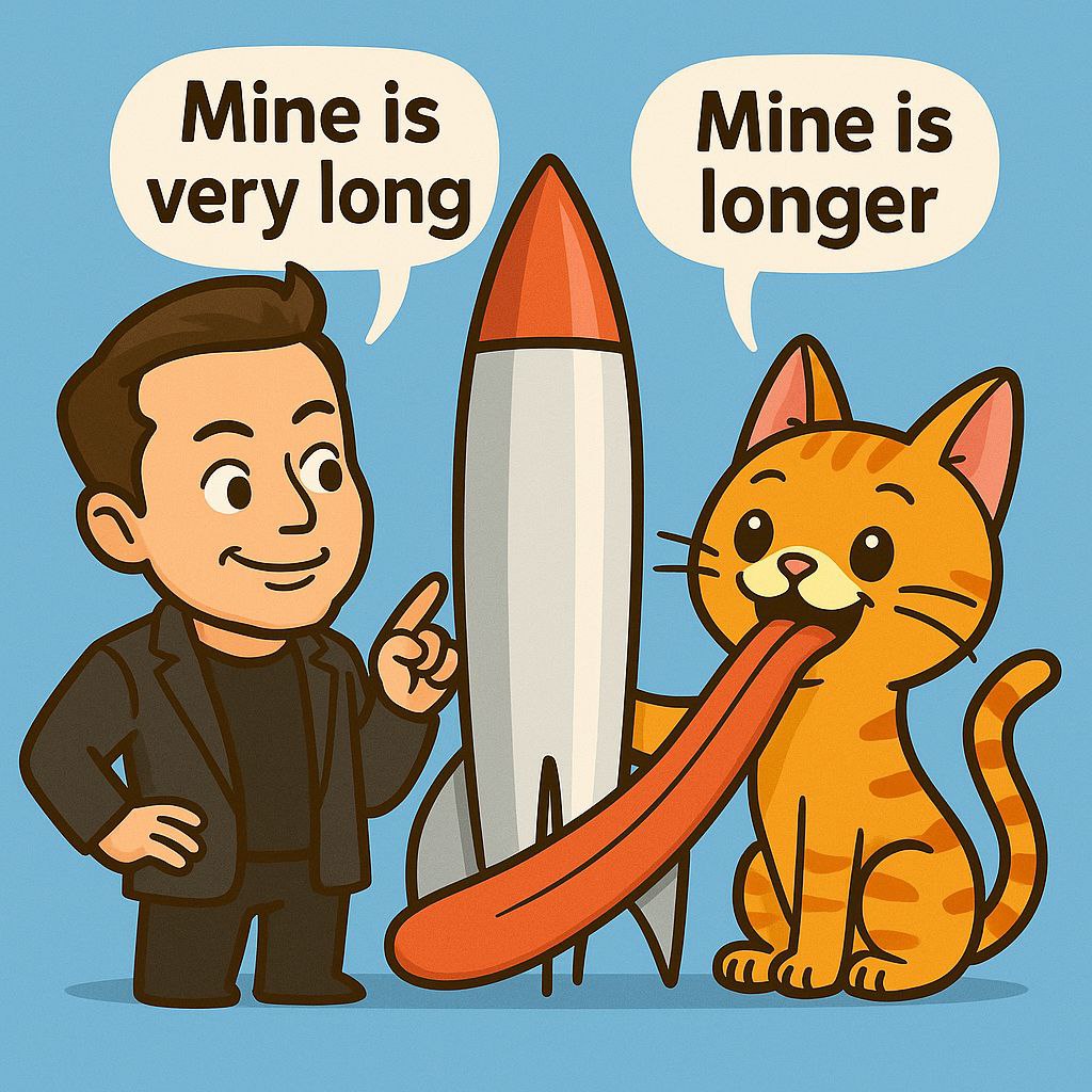 Longtonguekitty's tweet photo. 🚀 Elon: “Mine is very long.”
😼 Lotoki: “Mine is longer.”

📈 Some battles aren't about rockets or charts…
It's all about tongue game 😹👅

#LOTOKI #Memecoin #ElonMusk #cryptocurrencynews #CryptoFun https://t.co/libQgoKIwq