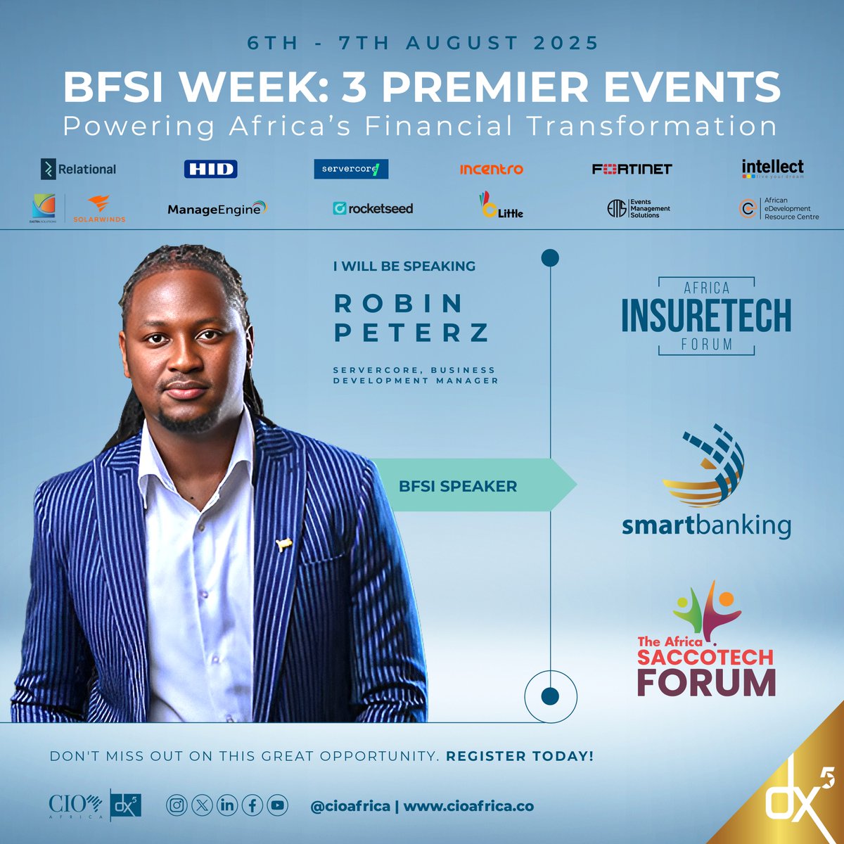 At #BFSIWeek2025, get ready for a deep dive into what it really takes to build IT infrastructure that matches the speed and scale of modern fintech.

Robin Peterz, Business Development Manager at Servercore Kenya, will walk us through the tech stack powering today’s most agile