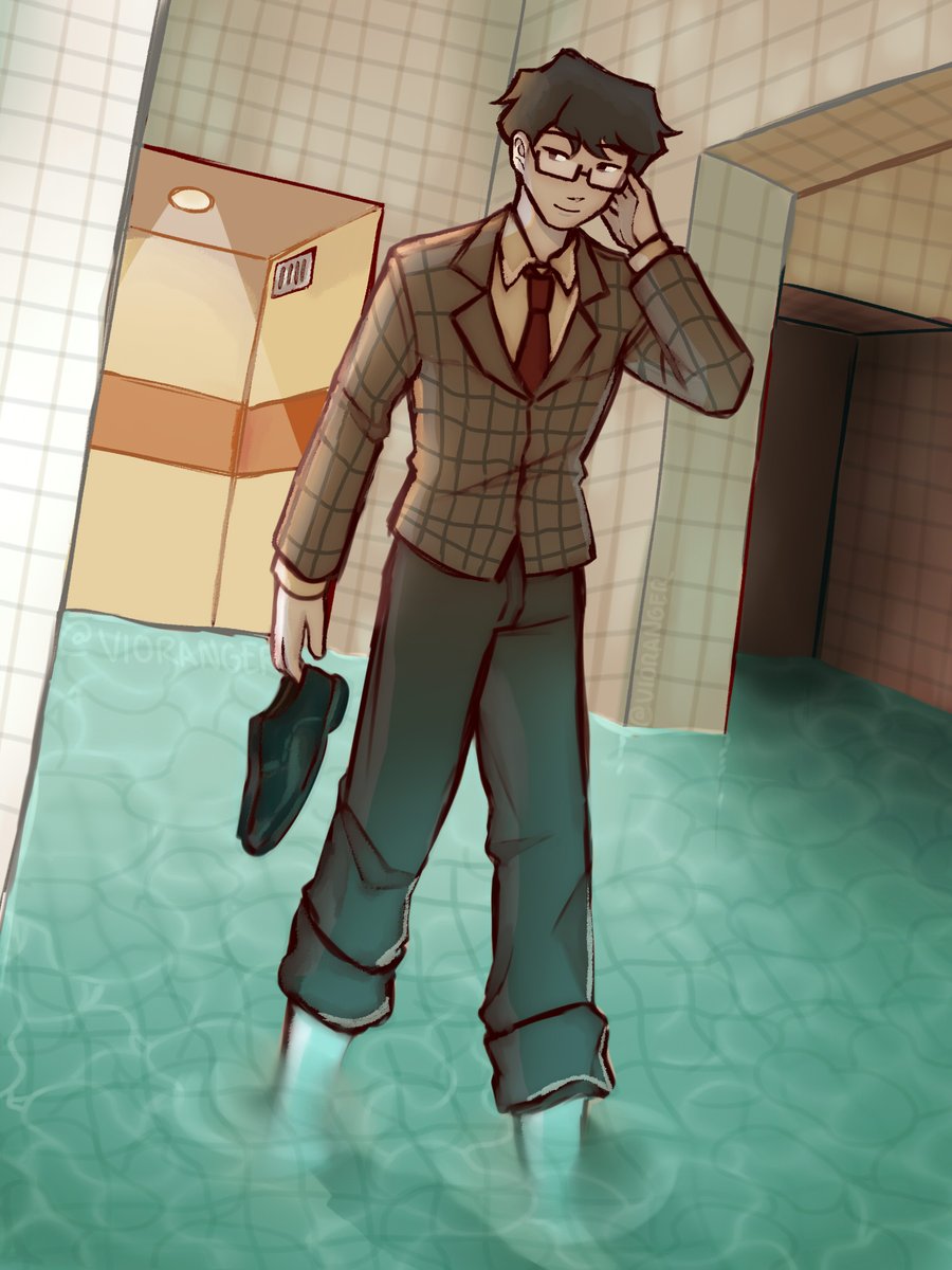 vioranger's tweet photo. had the honor of drawing swap!normal guy from #elevatorhitch for #sigsummercollab !! thank you for having me 👔🚿 https://t.co/20fwDjgt9X