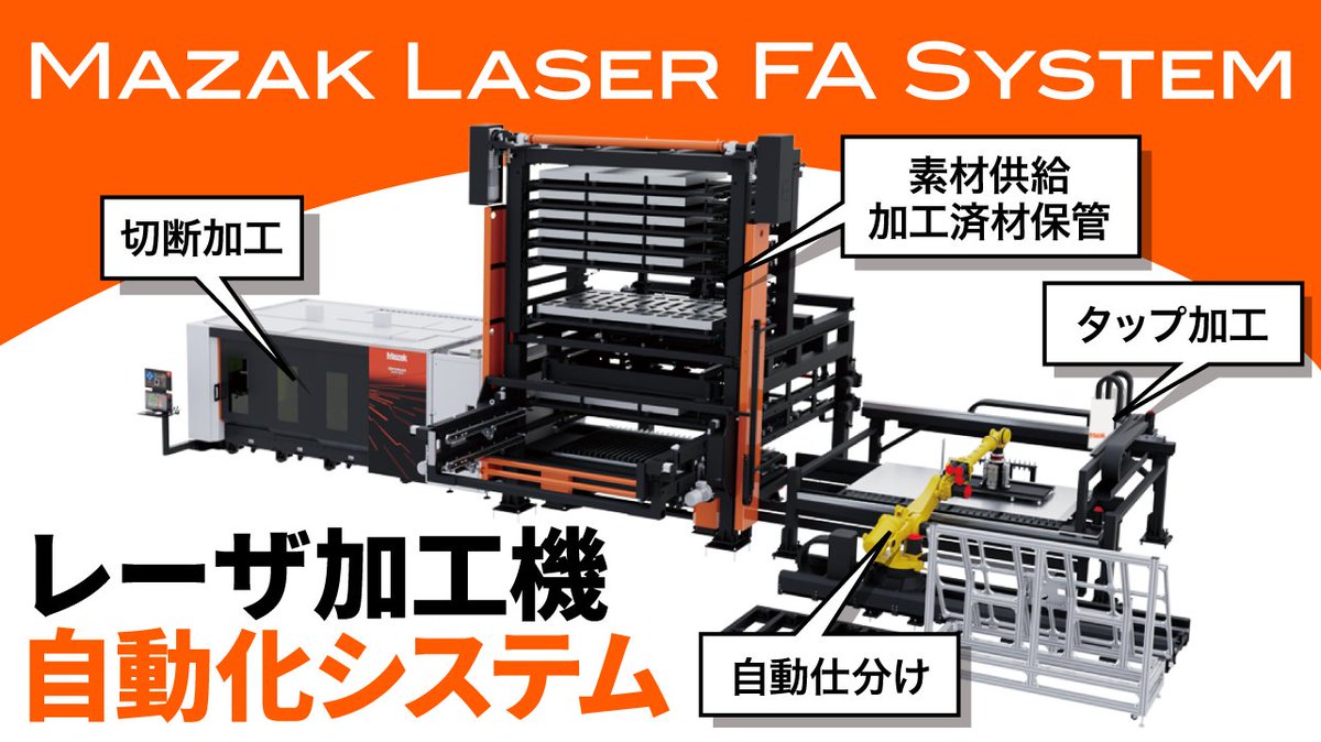 MAZAK LASER FA SYSTEM』は素材供給からレーザ加工、タップ加工