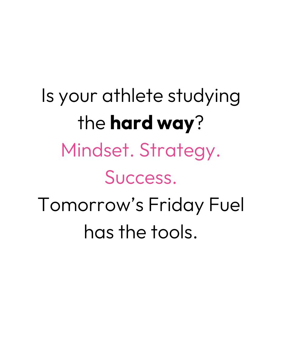 📚 Is your athlete studying the hard way?

Tomorrow’s #FridayFuel features @ExamStudyExpert on smarter learning for youth athletes:
✅ Mindset
✅ Strategy
✅ Success
🎧 + Free cheat sheet. Don’t miss it.
#YouthAthletes #StudyTips #SportParenting #GrowthMindset