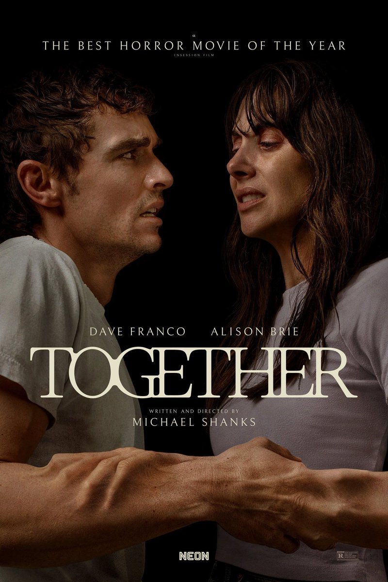 #TogetherMovie is weird, freaky &amp; disturbing. I really enjoyed it. Is it a love story? Is it a horror story? Should you see it? Yes, yes &amp; yes. Franco &amp; Brie are great. You might look away at times but will also be compelled to watch. We definitely need more movies like this.