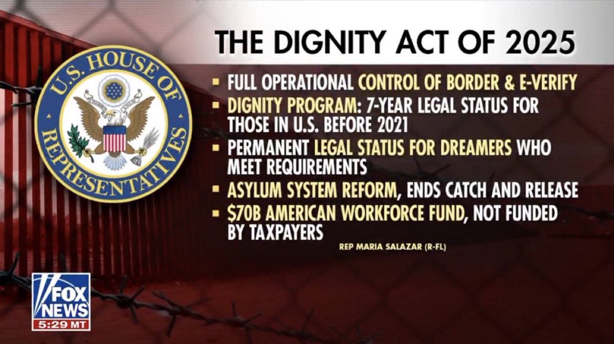 Some RINOs in Congress don't care what we want. 

They are pushing the “Dignity Act of 2025” which would give  “amnesty” to illegals that have been here since 2021 &amp; longer. 

Ummmm, NO. 

Let them know what you think. 

The 10 Republicans pushing it are: 

- María Elvira Salazar