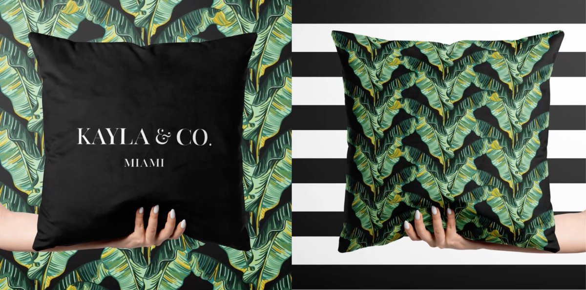 Tropical Banana Leaves🌴create a tropical vibe! Make it your own with a Custom Name Velvet Pillow. Add your favorite city! 
bellabellaco.com/collections/ve…