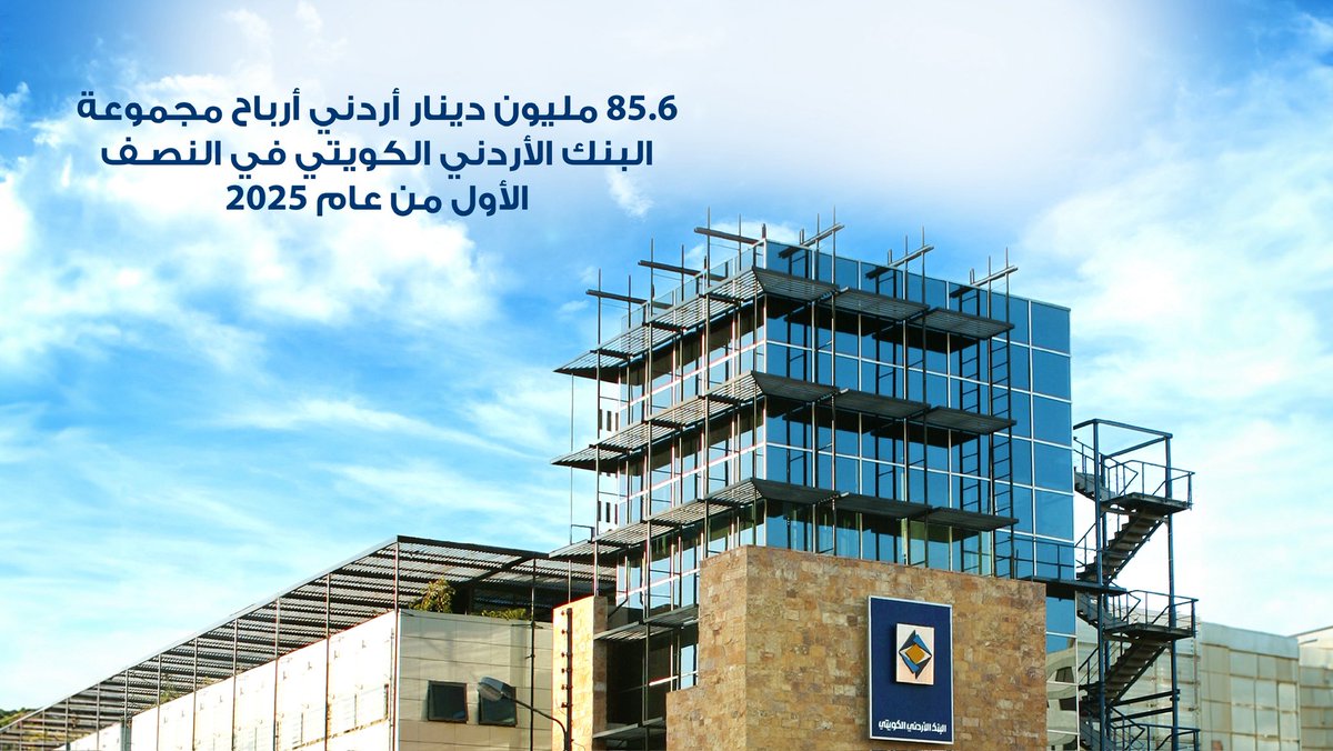 مجموعة البنك الأردني الكويتي تعلن عن أرباح صافية بلغت 85.6 مليون دينار للنصف الأول من عام 2025.

للمزيد:
bit.ly/477hiEw

#JKB