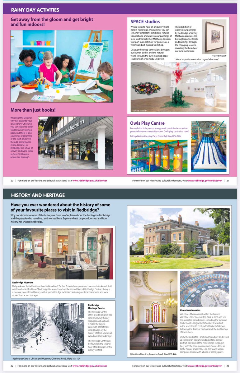 This summer we created the Discover Redbridge booklet, highlighting brilliant things to see &amp; do in our home town, for free or low cost!

Made to be used all summer, it’s ideal for all ages to plan their days out.

Pick up another copy from any library.

redbridge.gov.uk/discover/media…