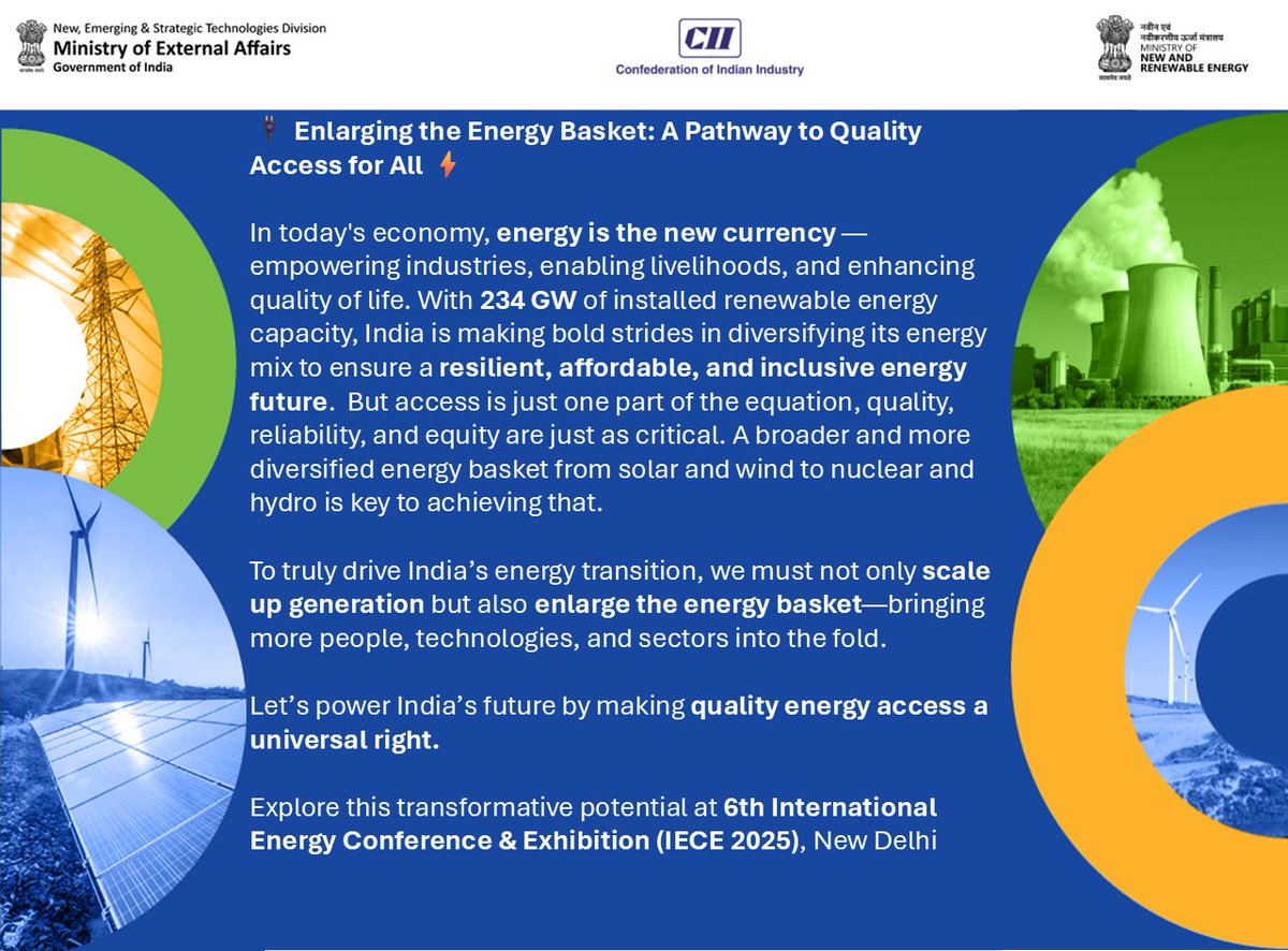 CII Energy Department (@ciienergy) on Twitter photo 📌 Learn more: ciire.in
✅ Register now at lnkd.in/g4yXAc7V
📩 Contact:
tanya.suresh@cii.in
abhisek.roy@cii.in
#EnergyTransition #RenewableEnergy #Budget2025 #SustainableDevelopment #GreenIndia #CleanEnergy #EnergyAccess #PowerForAll 📌 Learn more: ciire.in
✅ Register now at lnkd.in/g4yXAc7V
📩 Contact:
tanya.suresh@cii.in
abhisek.roy@cii.in
#EnergyTransition #RenewableEnergy #Budget2025 #SustainableDevelopment #GreenIndia #CleanEnergy #EnergyAccess #PowerForAll