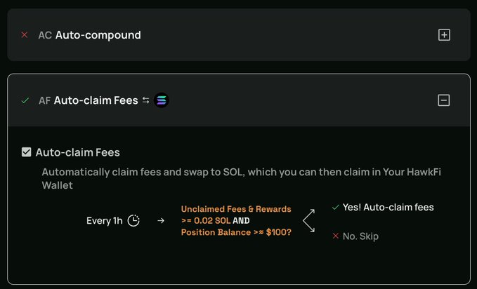 HawkFi Auto-Claim Fees Interface