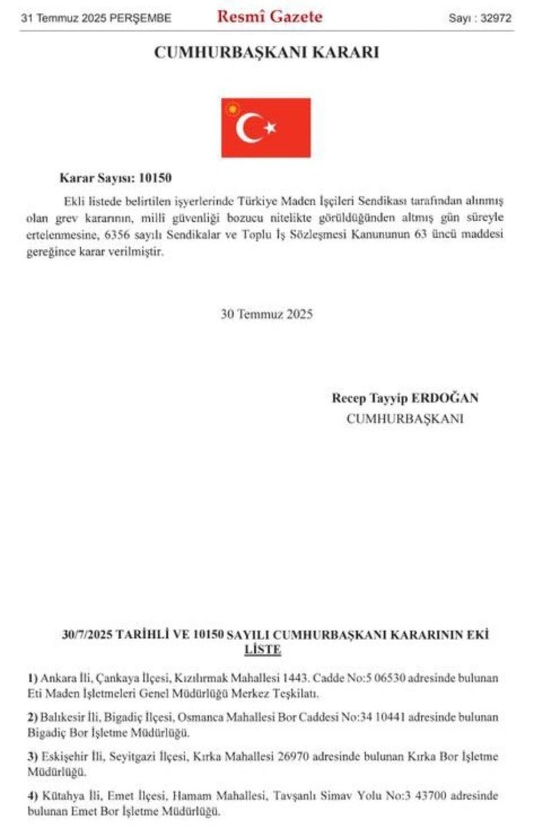 Milli Güvenliği Bozucu nitelikte olması kararı çok göreceli bir karar.Ben her iş kolunu dolaylı olarak o kategoriye sokabilirim.Bunun daha net izah edilmesi lâzım.Cumhurbaşkanını yönlendirenlerin çok yanlış yönlendirdiğini düşünüyorum. 
<a href="/emeginsesii/">SEDAT ŞAHİN 🇹🇷͜͜͡͡✯ EMEĞİN SESİ</a> <a href="/RTErdogan/">Recep Tayyip Erdoğan</a>